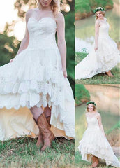 Hi-lo Wedding Dresses With Lace Appliques