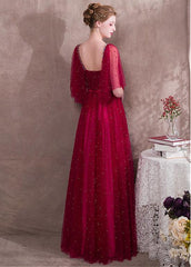 Lace Square Burgundy Evening Dress With Beadings & Belt
