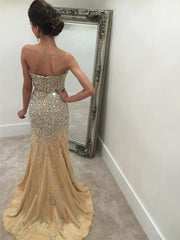 Two Piece Prom Dresses Mermaid Crystal Beaded 2019 Luxury