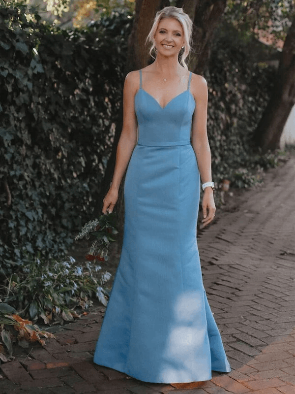 Spaghetti Straps Long Prom Dresses, New Wedding Guest Dresses, Bridesmaid Dresses - RongMoon