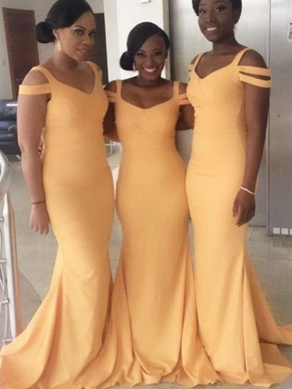 Newest Mermaid Long Bridesmaid Dresses, Yellow Color Bridesmaid Dresses - RongMoon