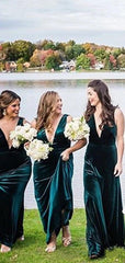 Deep V-neck Long Bridesmaid Dresses, Simple 2020 Bridesmaid Dresses - RongMoon