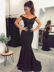 Mermaid V-neck Evening Dresses Lace Off Shoulder Prom Gowns