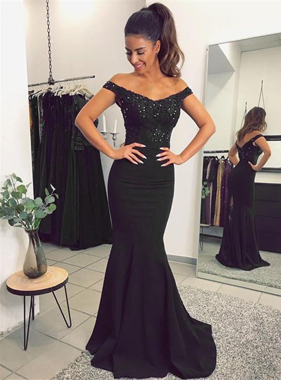 Mermaid V-neck Evening Dresses Lace Off Shoulder Prom Gowns