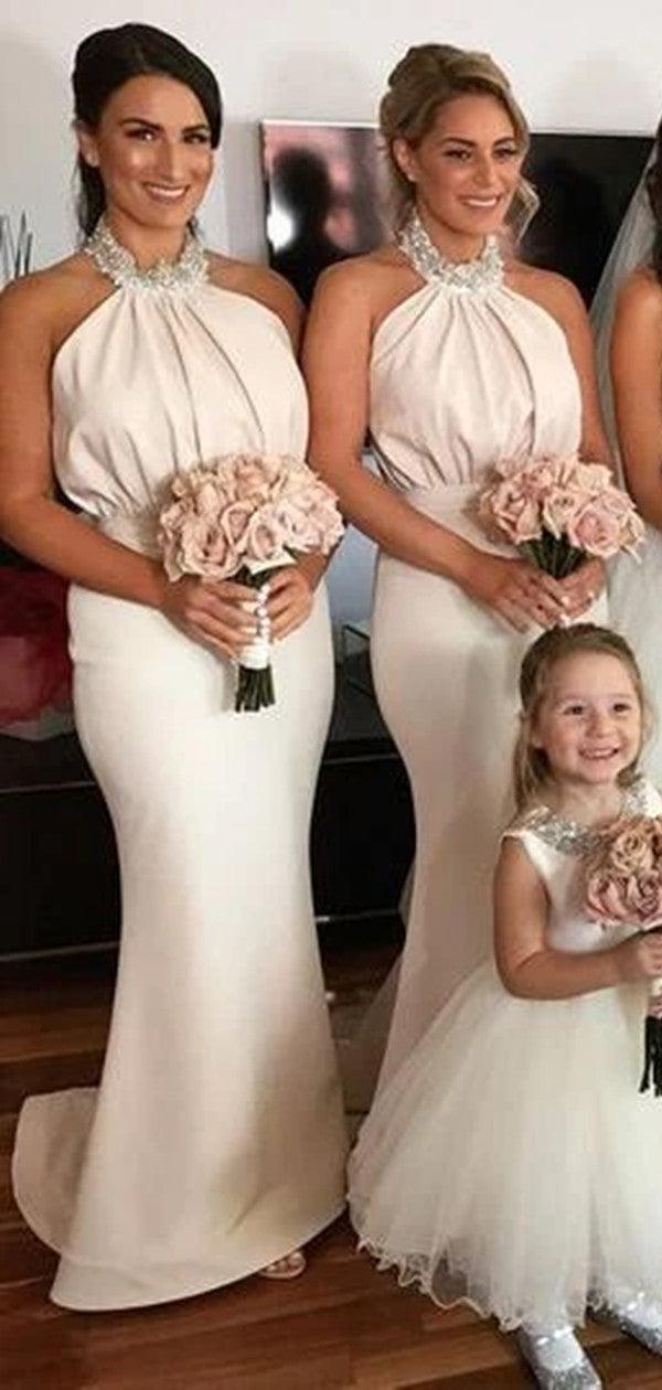 Newest Halter Beaded Bridesmaid Dresses, Long Mermaid 2020 Bridesmaid Dresses - RongMoon
