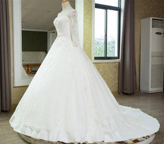Vintage 1950s Lace Embroidery Ball Gowns Wedding Dresses Long Sleeves 2017