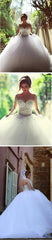 Gorgeous Long Illusion Sleeve Beads Rhinestone Lace Up Back Ball Gown Wedding Dress, WD0200