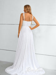 V-neck Jersey Embroidery A-line Prom Dresses, Bridesmaid Dresses, Newest Prom Dresses, Simple Formal Dresses, Evening Dresses - RongMoon