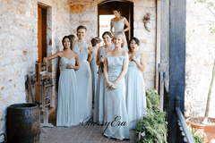 Mismatched Light Blue Chiffon Long Bridesmaid Dresses - RongMoon
