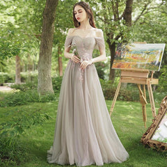 Newest Mismatched Tulle Lace Appliques Bridesmaid Dresses, A-line Bridesmaid Dresses, Popular Bridesmaid Dresses, Cheap Bridesmaid Dresses - RongMoon