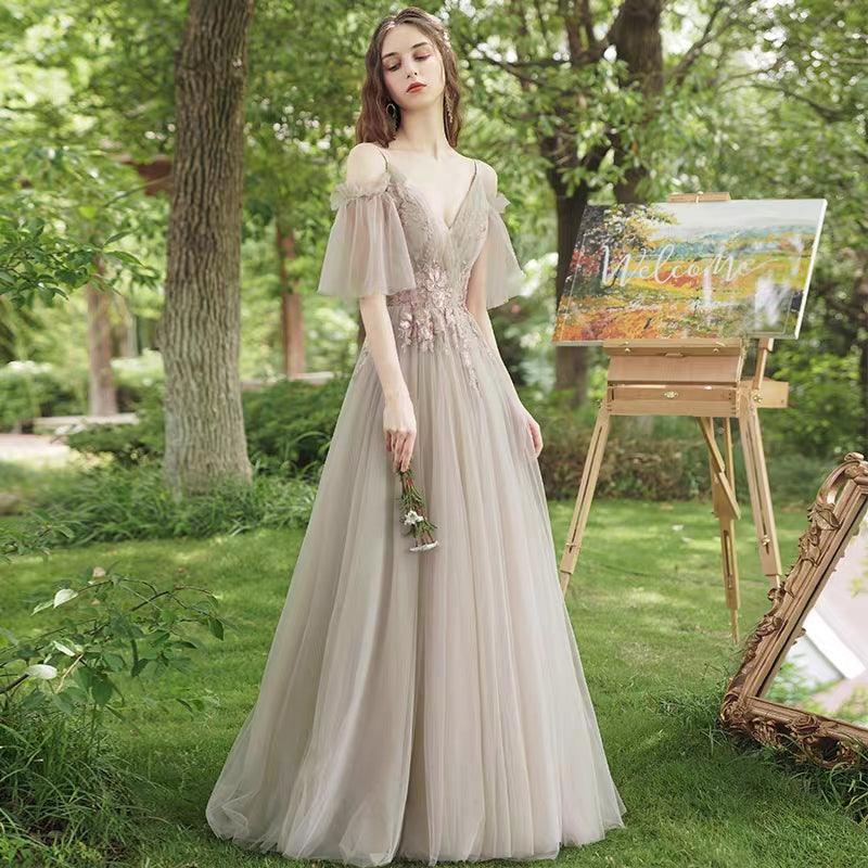 Newest Mismatched Tulle Lace Appliques Bridesmaid Dresses, A-line Bridesmaid Dresses, Popular Bridesmaid Dresses, Cheap Bridesmaid Dresses - RongMoon