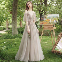 Newest Mismatched Tulle Lace Appliques Bridesmaid Dresses, A-line Bridesmaid Dresses, Popular Bridesmaid Dresses, Cheap Bridesmaid Dresses - RongMoon