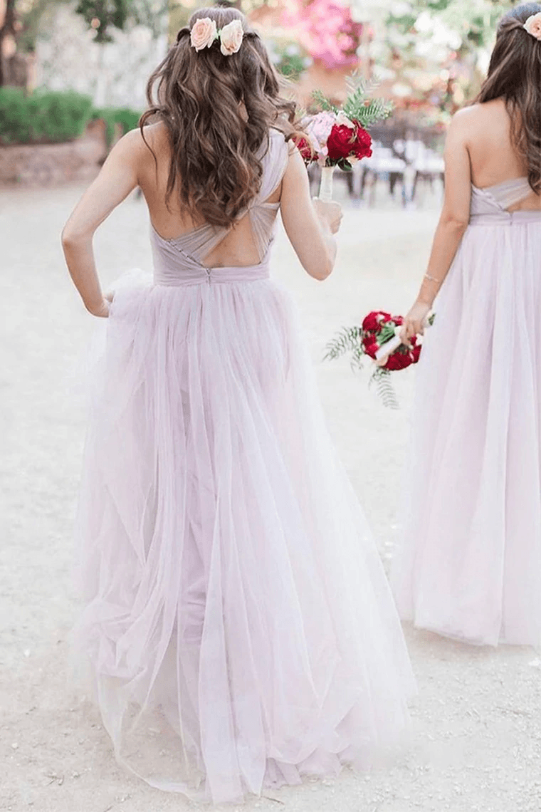 One Shoulder Tulle Bridesmaid Dresses, 2022 Popular Wedding Guest Dresses, A-line Bridesmaid Dresses - RongMoon