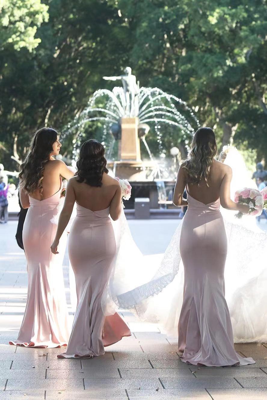 Strapless Popular Wedding Guest Dresses, Mermaid Bridal Bridesmaid Dresses, Long Prom Dresses - RongMoon