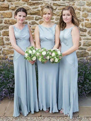 Newest Wedding Guest Dresses, Simple Long Bridesmaid Dresses, Sleeveless Popular Bridal Party Dresses - RongMoon