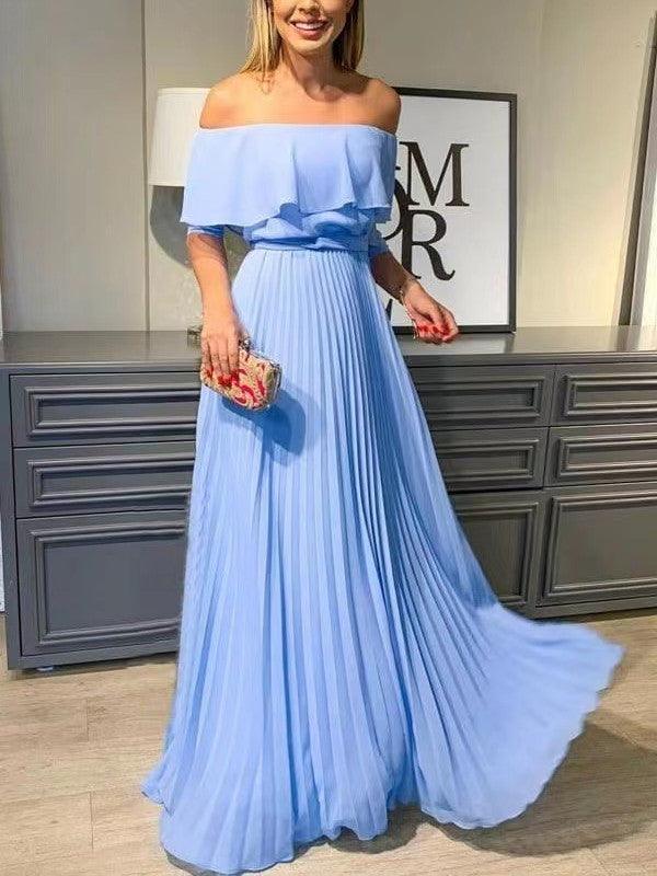 Newest Blue Color Long Prom Dresses, Popular Bridal Bridesmaid Dresses, Wedding Evening Party Dresses - RongMoon