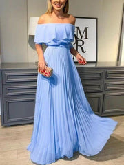 Newest Blue Color Long Prom Dresses, Popular Bridal Bridesmaid Dresses, Wedding Evening Party Dresses - RongMoon