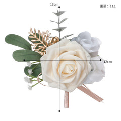 Bridesmaids Wrist Flowers Champagne Green Leaf Hand Flowers Men Corsage Clothing Accessories, CG61464