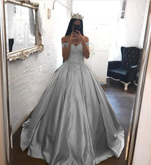 Elegant Lace Off The Shoulder Ball Gowns Satin Wedding Dresses 2018