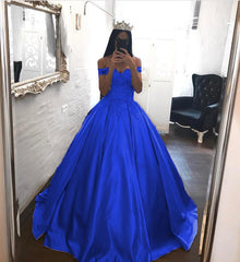 Elegant Lace Off The Shoulder Ball Gowns Satin Wedding Dresses 2018