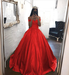 Elegant Lace Off The Shoulder Ball Gowns Satin Wedding Dresses 2018