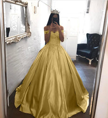 Elegant Lace Off The Shoulder Ball Gowns Satin Wedding Dresses 2018