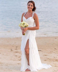 Chiffon Wedding Dress Leg Split