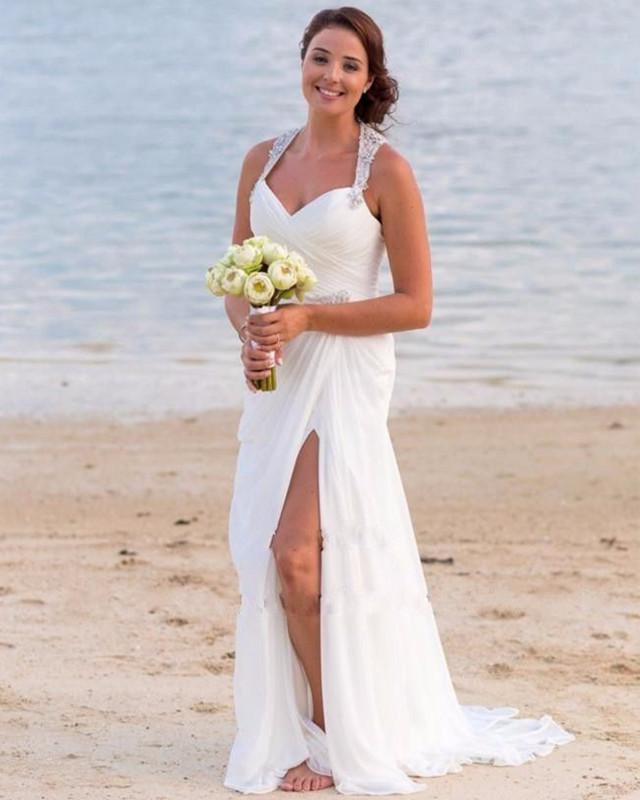 Chiffon Wedding Dress Leg Split