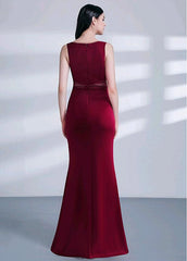 Cotton V-neck Beadings Long Mermaid Evening Dress