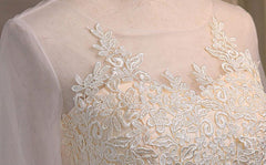Three-quarter Illusion Sleeve Clairvoyant Outfit Keyhole Lace Up Back Organza Appliques Homecoming Dress,BD0134