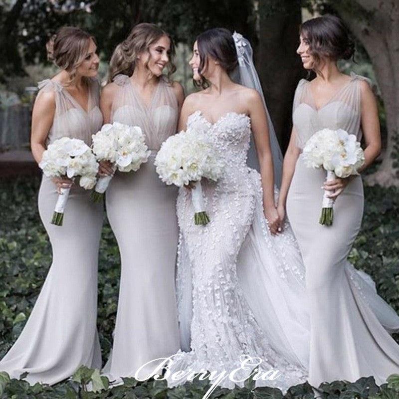 Lovely Long Mermaid Light Grey Bridesmaid Dresses - RongMoon