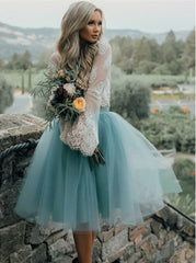 Boho Short Two Piece Long Sleeve Wedding Dress