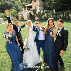 Elegant Long A-line Tulle Sleeveless Bridesmaid Dresses - RongMoon