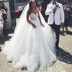 Lace Sweetheart Tulle Ball Gowns Wedding Dresses 2017 Romantic