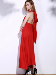 Red Backless Convertible Maxi Dress