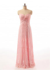 Graceful Lace Sweetheart Pink Bridesmaid Dresses