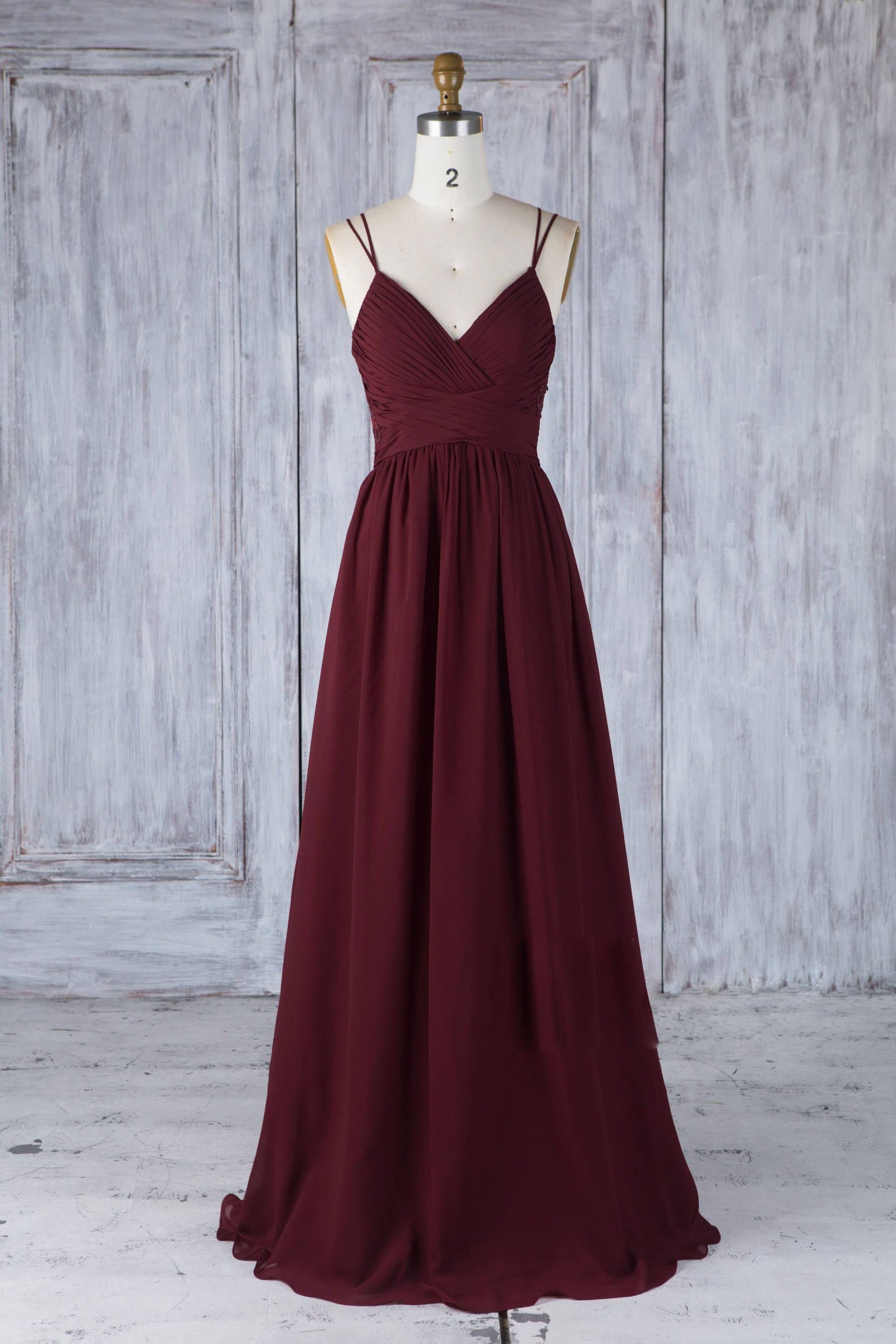 Burgundy tulle lace long prom dress burgundy lace evening dress - RongMoon
