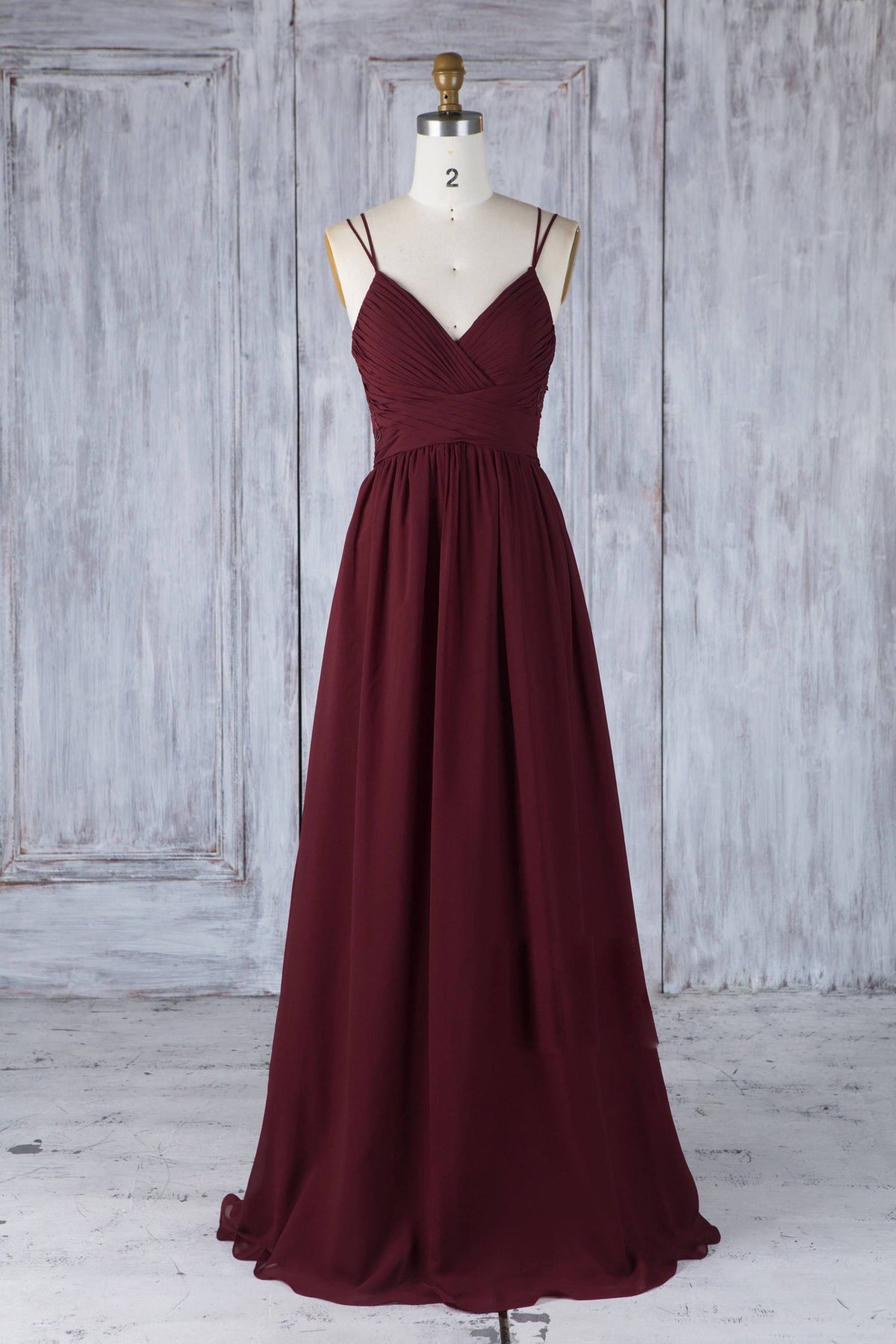 Burgundy tulle lace long prom dress burgundy lace evening dress - RongMoon