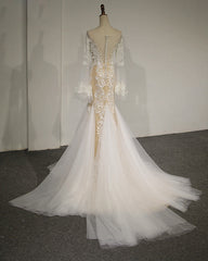 Flare Sleeve Sexy Mermaid Wedding Dress