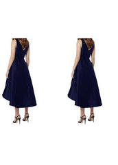 Fashion Satin V-neck Neckline Hi-lo A-line Bridesmaid Dresses With Pockets