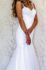 Backless Open Back Lace Appliques Straps  Wedding Dress