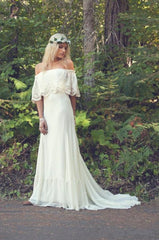 Bohemian Off The Shoulder Boho Sexy Cheap Beach Wedding Dress
