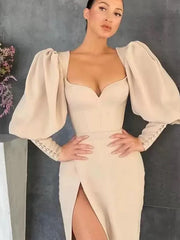 Sweetheart Champagne Stretch Mermaid Prom Dress