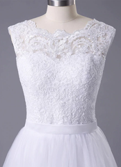 Lace O-Neck Lace Tulle Boho Summer Beach cheap Wedding Dress