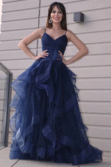Sexy High Low Tulle A Line Ruffles Prom Dress