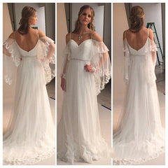See Through Backless Spaghetti Straps Sexy Bridal Retro Wedding Dress