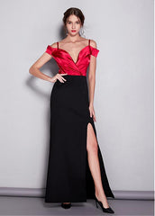 Spaghetti Straps Neckline Sheath/Column Prom Dress