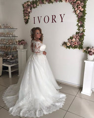 Lace Belt A-line Appliques Off The Shoulder Long Sleeve Wedding Dress