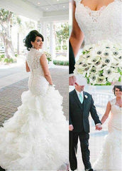 Queen Anne Neckline Mermaid Wedding Dresses
