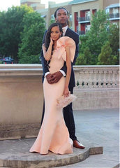 Unique Satin One Shoulder Mermaid Formal Dress